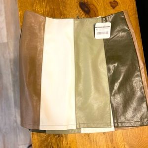 Copper closet pleather color block mini skirt
